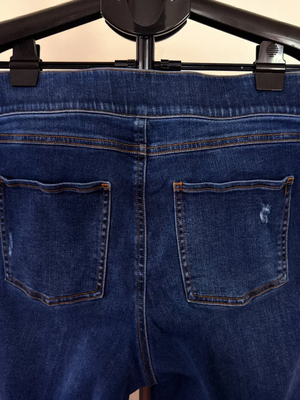 SPANX Distressed Demin Skinny Frayed Leg Pull-On Jeans - Size XL/TG